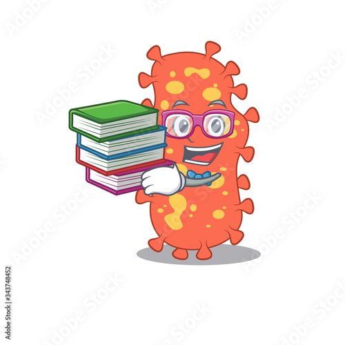 A diligent student in bacteroides mascot design concept with books