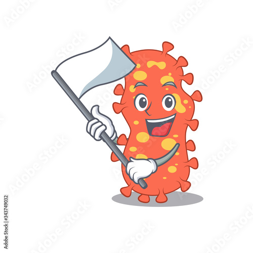 A nationalistic bacteroides mascot character design with flag