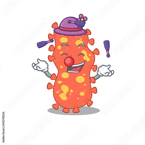 An attractive bacteroides cartoon design style playing juggling