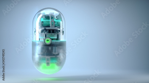 Obraz na plátně The concept future medicine and bioengineering capsule with nano tech inside, me