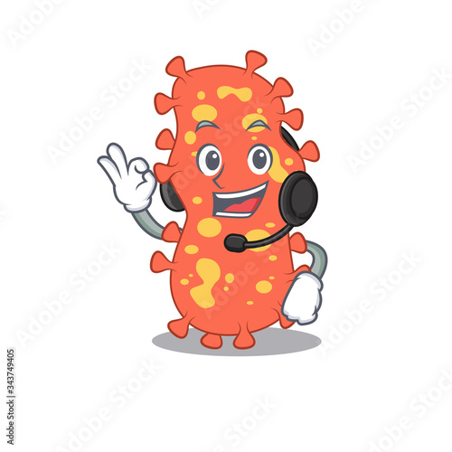 A gorgeous bacteroides mascot character concept wearing headphone