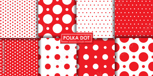 Classic red polkadot seamless pattern collection, Abstract background, Decorative wallpaper.
