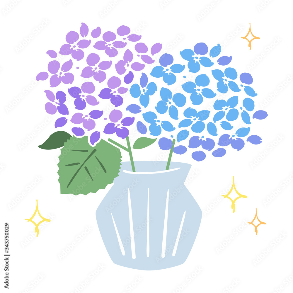 花瓶に生けられたあじさい 紫陽花 6月のイラスト Vector De Stock Adobe Stock
