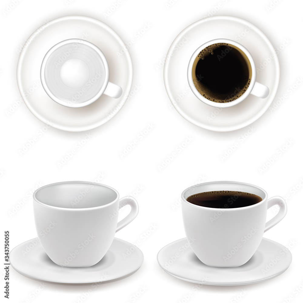 Realistic Detailed 3d White Cup Set. Vector Realistic Detailed 3d White Cup Set. Vector