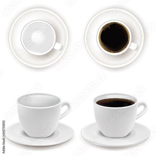 Realistic Detailed 3d White Cup Set. Vector