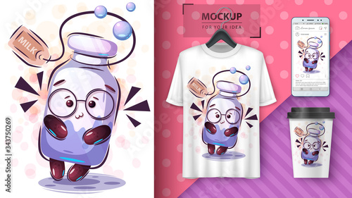 Happy bottle poster and merchandising