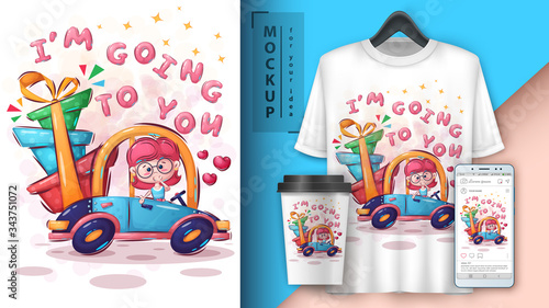 Beauty girlfriend poster and merchandising