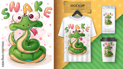 Cute snake poster and merchandising