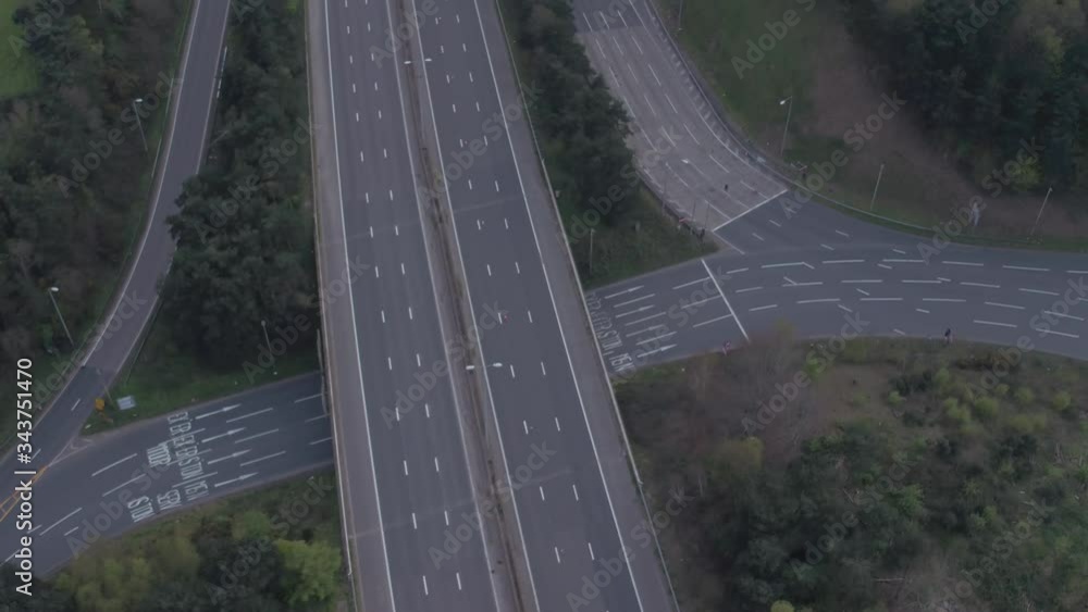 Empty Motorway Drone dolly forward shot Empty Motorway Drone dolly forward shot