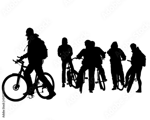 Young athlete on a bike for extreme stunts. Isolated silhouette on a white background