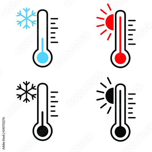 Temperature vector icon cet. hot and cold climate illustration sign collection. termometer symbol. photo