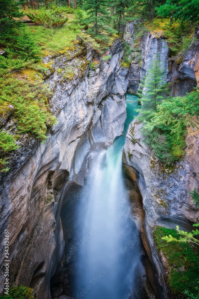 Athabasca falls in Jasper National Park, Rocky Mountains, Alberta, Canada