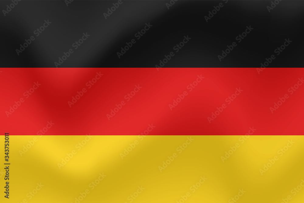 Obraz premium Flag of Germany. Realistic waving flag of Federal Republic of Germany. Vector illustration.