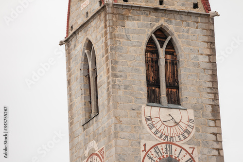 Internal wide view of the  church in Tiso, a little town among the Dolomites photo