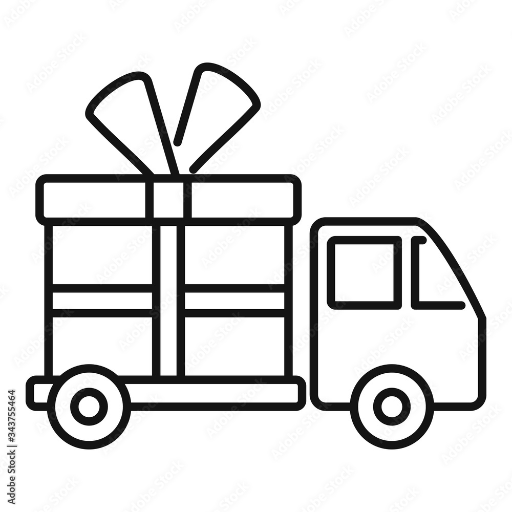 Gift box delivery icon. Outline gift box delivery vector icon for web design isolated on white background Gift box delivery icon. Outline gift box delivery vector icon for web design isolated on white background