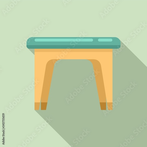 Plastic backless chair icon. Flat illustration of plastic backless chair vector icon for web design