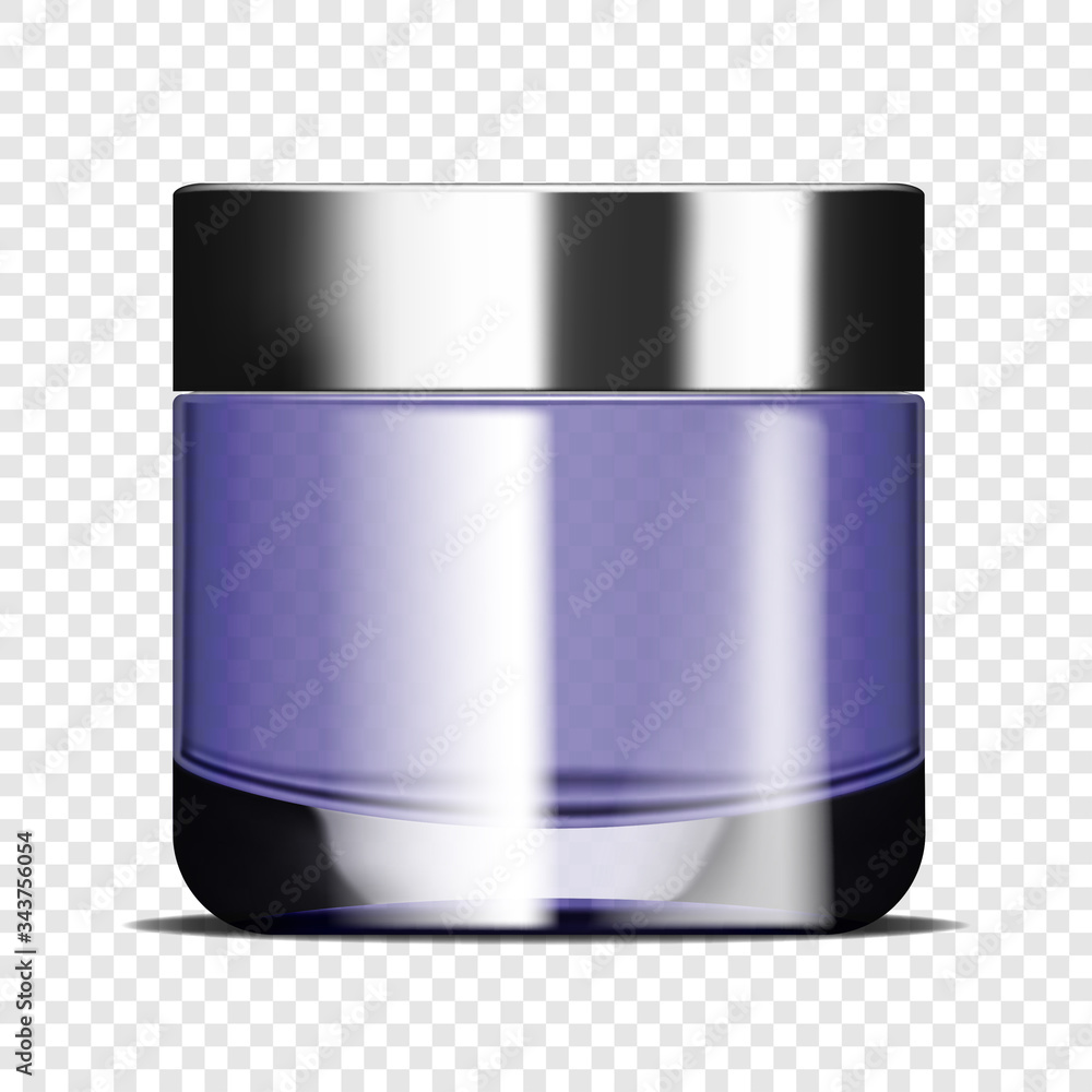 Clear glass round face cream jar on transparent background, realistic vector mockup. Cosmetic skin care product packaging, template for design Clear glass round face cream jar on transparent background, realistic vector mockup. Cosmetic skin care product packaging, template for design
