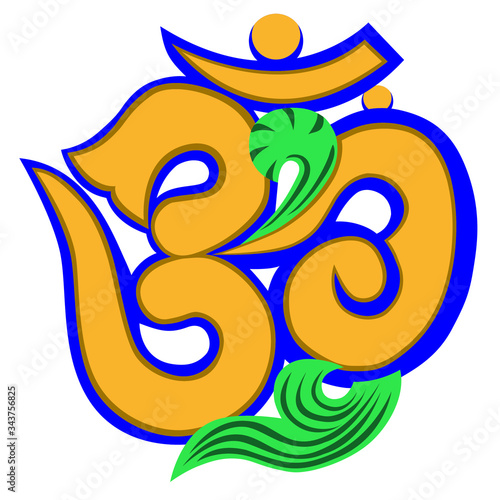 Om Sign - colorful  Om Symbol is a sacred sound and a spiritual icon in Hindu religion, vector draving.