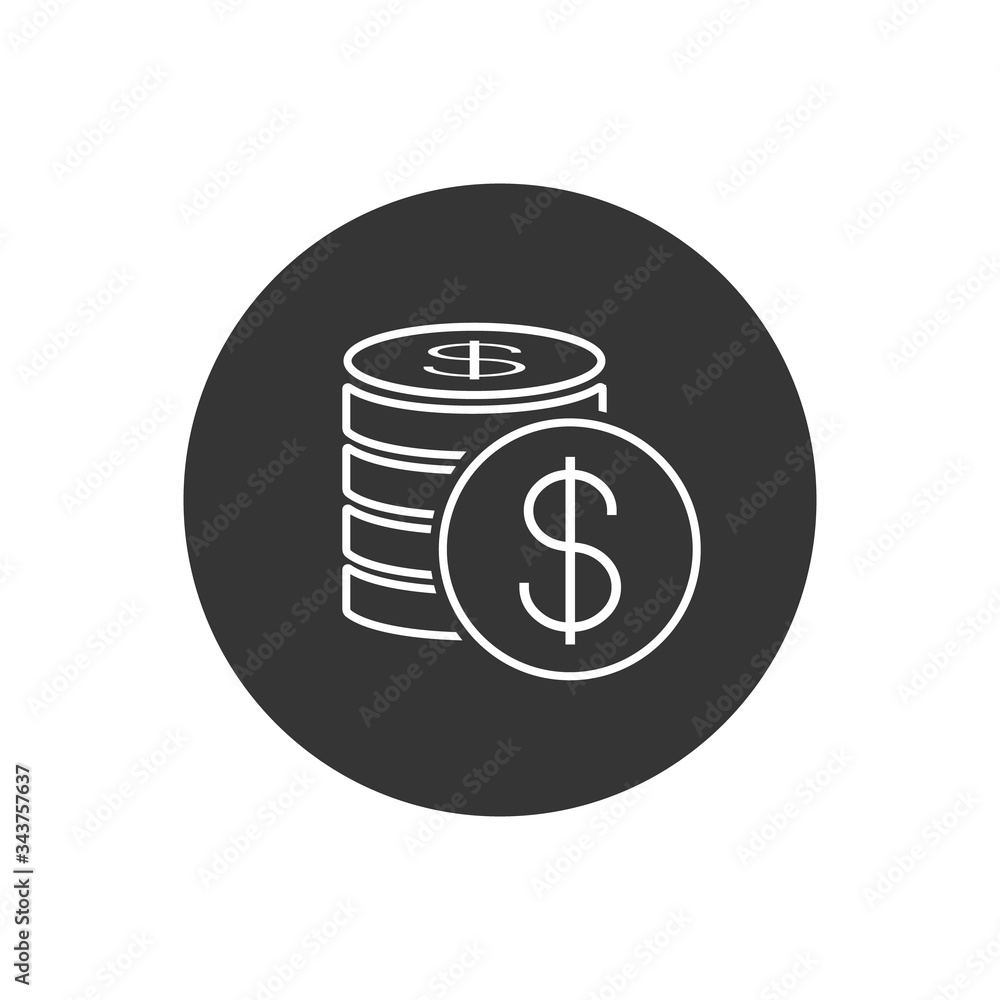 Money Line Icon Vector. Payment system. Coins and Dollar cent Sign isolated on white background. Flat design style Money Line Icon Vector. Payment system. Coins and Dollar cent Sign isolated on white background. Flat design style