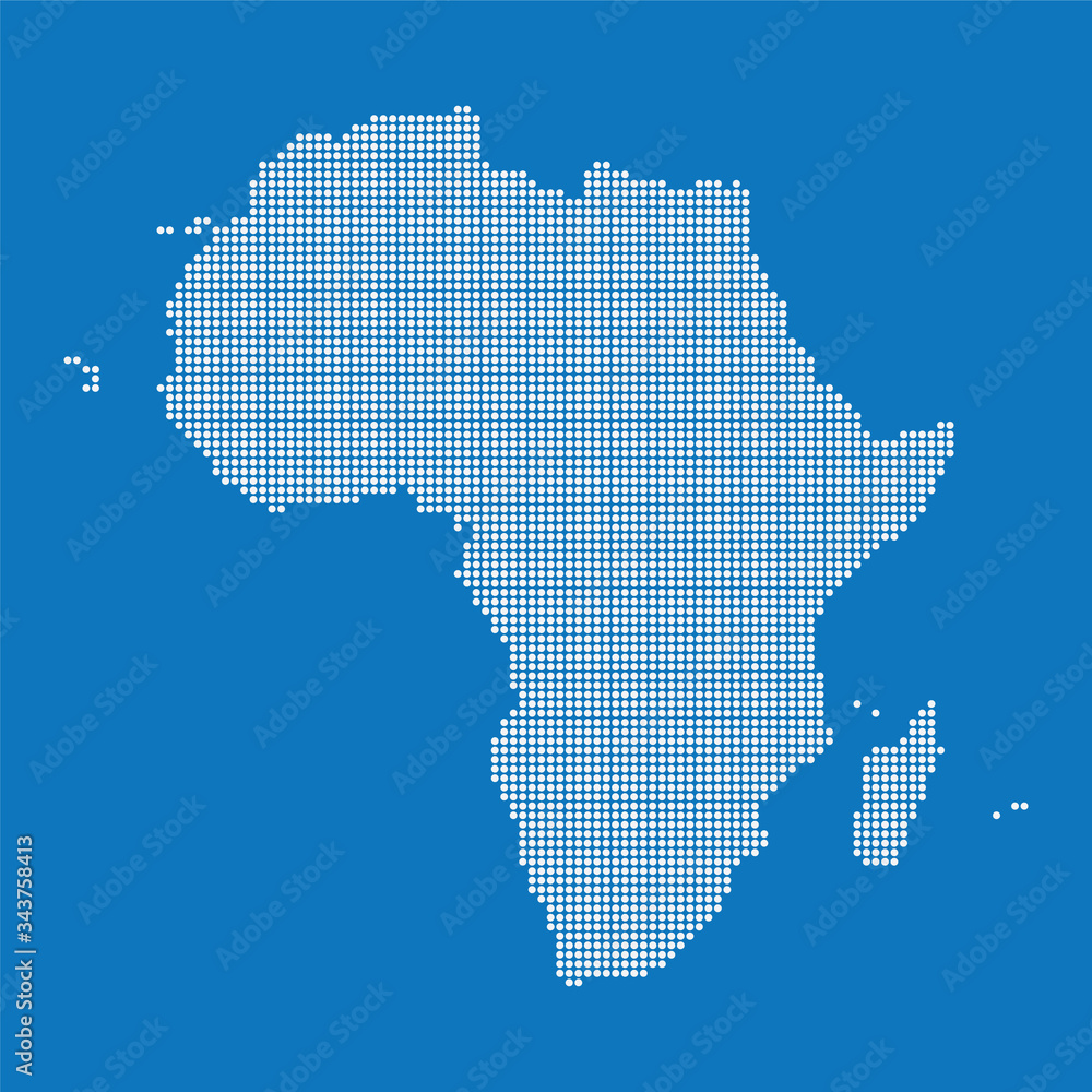 Africa map made from halftone dot pattern