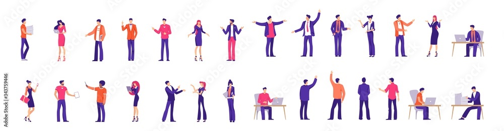 A group of people doing different things in the office. The concept of individual and team work, corporate business. Many creative and working ideas with an embodied visual process.