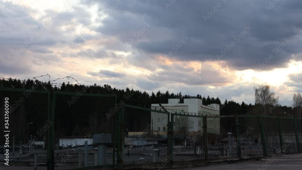 Pink sky. Sunset and industrial area. Pink sky. Sunset and industrial area.