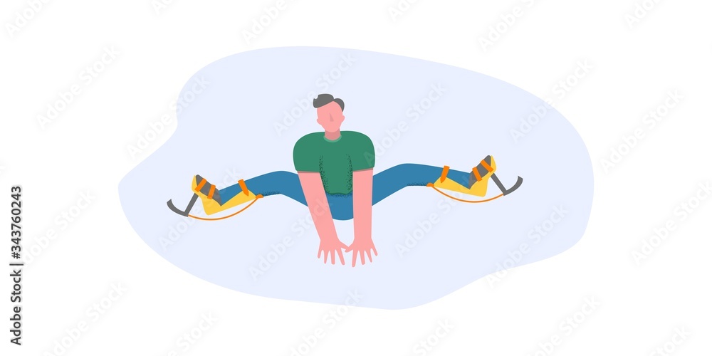 A man engaged in bocking . A boker with special boots - a kangaroo. The concept of high jumps, flexibility, balance, freedom of fitness.