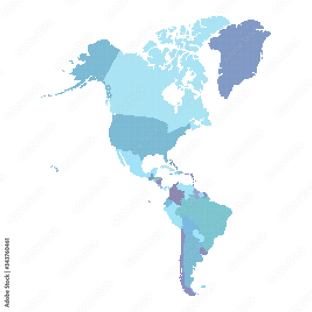 The Americas map made from halftone dot pattern The Americas map made from halftone dot pattern