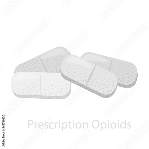 Pills of various opioids. The concept prescription of a medical drug of analgesic effect, with an euphoric effect, is prescribed for pain in the body.