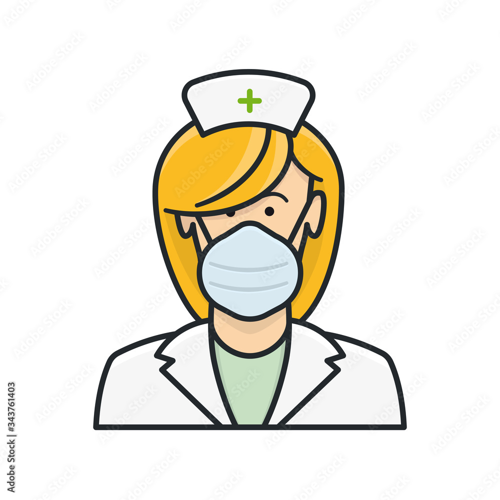 Nurse with face mask isolated vector illustration for International Nurses Day on May 12th