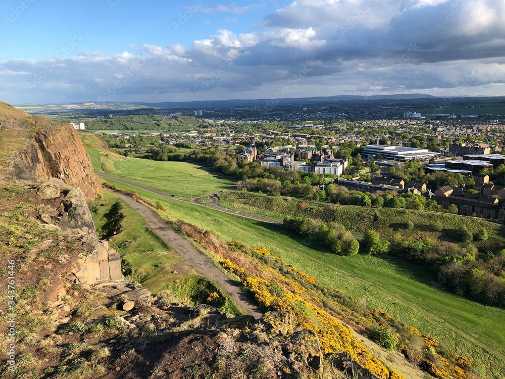 Edinburgh overlaid by beautiful hills