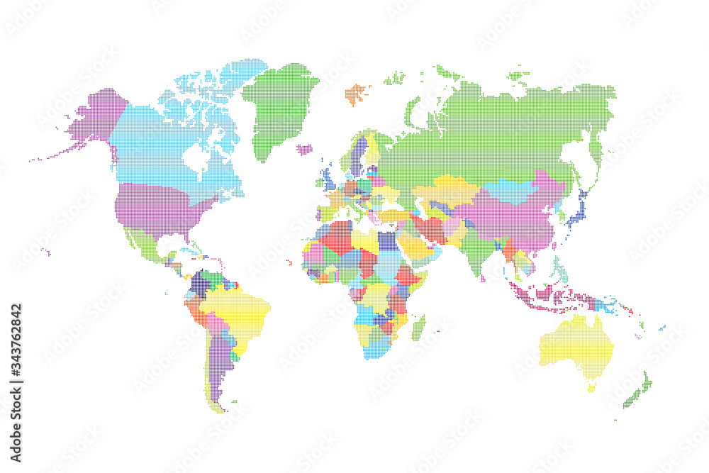 Fototapeta premium Mapa świata wykonana z kropki rastra