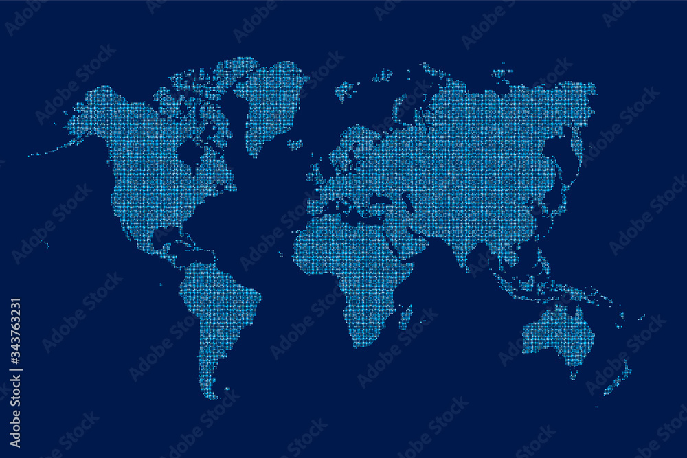Fototapeta premium World map made from halftone dot pattern