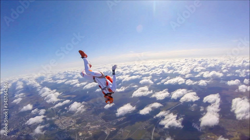 Catapult. The sky is a working environment for a skydiver. Adrenaline. Beautiful views from the height of bird flight. 