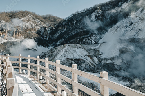 Obraz na płótnie Walkway of Jigokudani or Hell Valley in Shikotsu-Toya national park in Noboribetsu, Hokkaido, Japan w salonie
