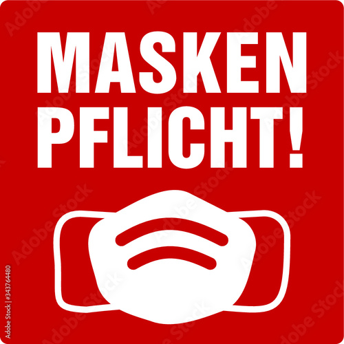 Schild Corona Virus Maskenpflicht
