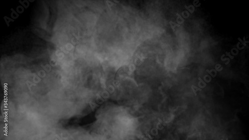 Abstract smoke steam moves on a black background . The concept of aromatherapy. Stock illustration.