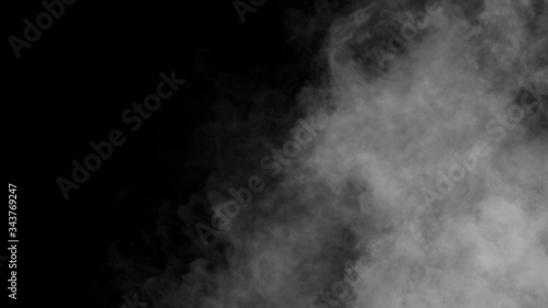 Abstract smoke steam moves on a black background . The concept of aromatherapy. Stock illustration.