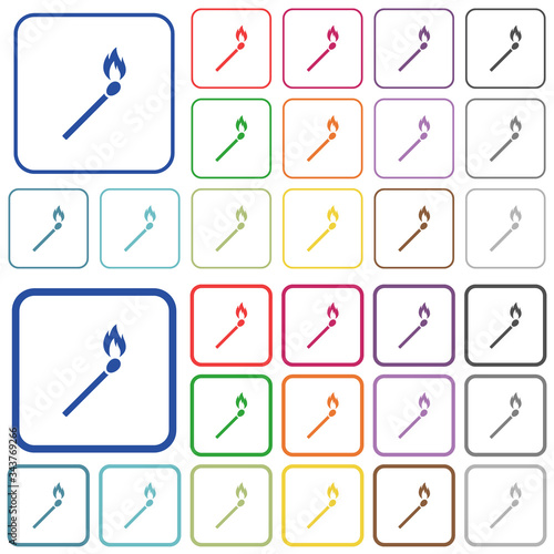 Matchstick outlined flat color icons