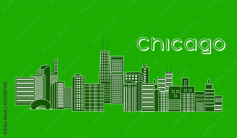 illustration in style of flat design on the theme of Chicago.