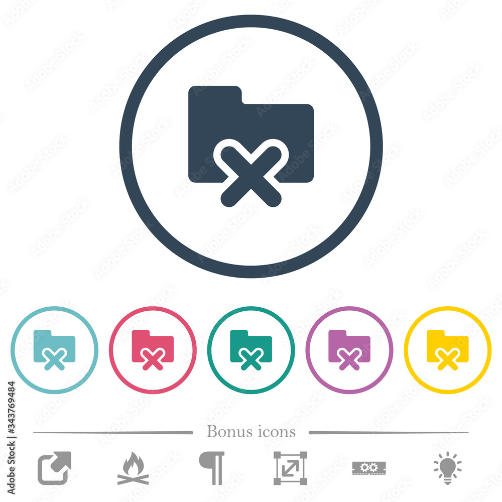Obraz premium Cancel folder flat color icons in round outlines