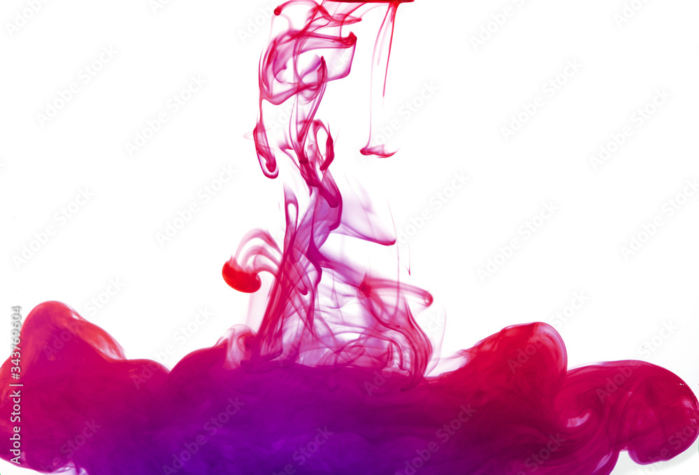 Fototapeta premium food coloring in water, Solubility of color in water, Watercolor or ink in water. Abstract background. Isolated. Collection.,