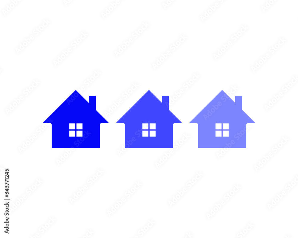 Home icon. House symbol with window. Simple flat shape building sign. Property and estate logo. Isolated on white background. Vector illustration image. Home icon. House symbol with window. Simple flat shape building sign. Property and estate logo. Isolated on white background. Vector illustration image.