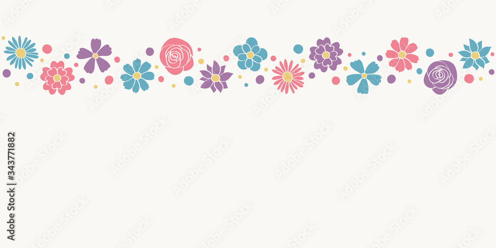 Empty banner with hand drawn flowers. Mother’s Day, Women’s Day and Valentine’s Day background. Vector