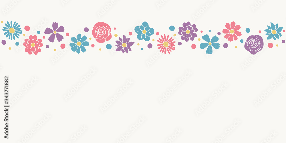 Empty banner with hand drawn flowers. Mother’s Day, Women’s Day and Valentine’s Day background. Vector Empty banner with hand drawn flowers. Mother’s Day, Women’s Day and Valentine’s Day background. Vector