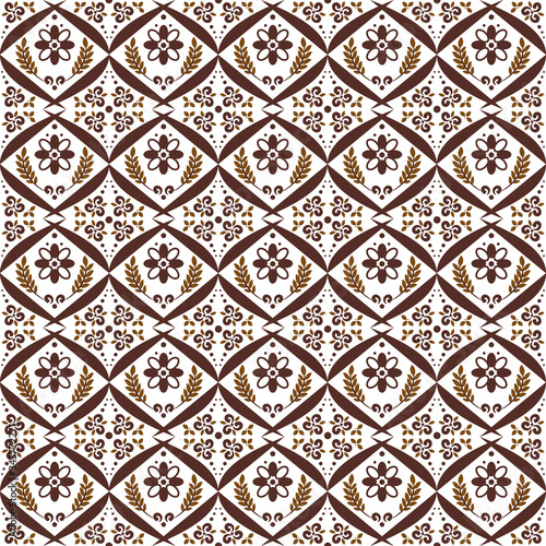 Unique style Javanese batik pattern with dark brown color