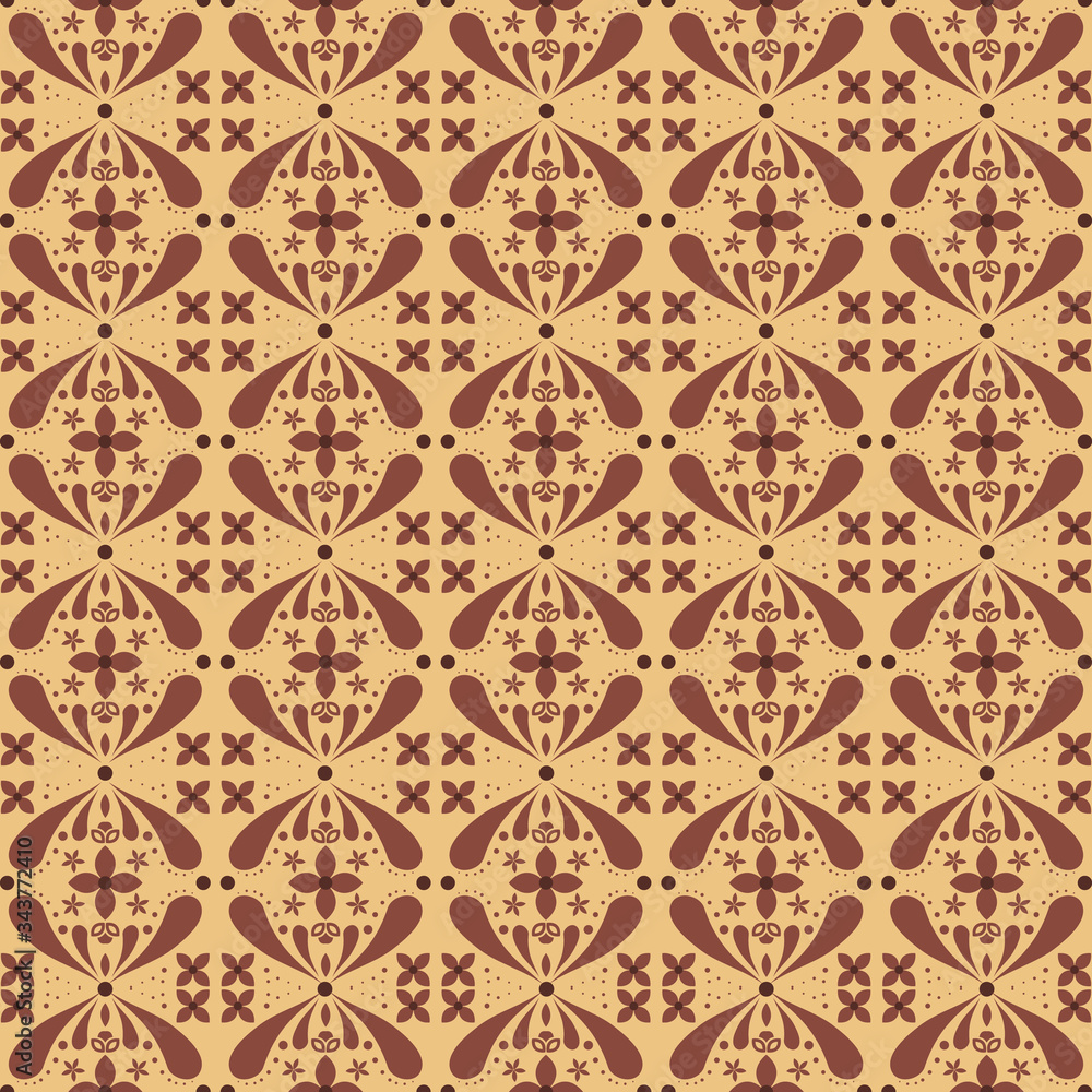 Beautiful batik pattern with seamless brown color