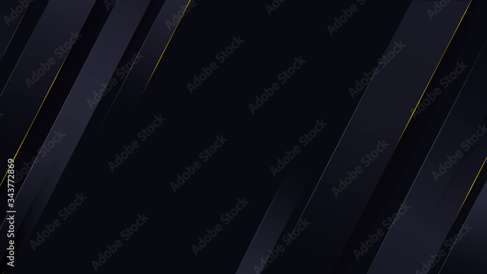 Polygonal abstract block on a black and blue background with golden lines. Volumetric blue lines on the sides with a gold edging. Vector illustration for wallpaper, business cards and background. Polygonal abstract block on a black and blue background with golden lines. Volumetric blue lines on the sides with a gold edging. Vector illustration for wallpaper, business cards and background.