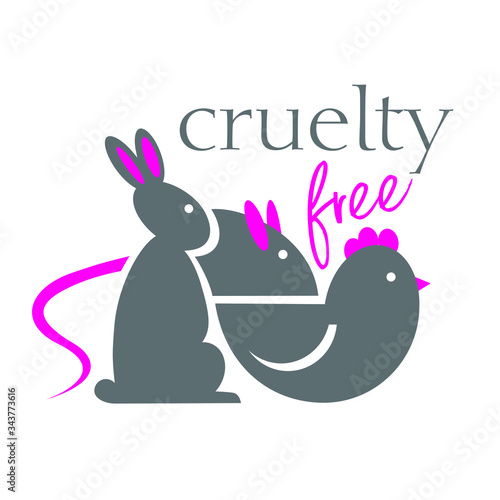 Cruelty-free no testing on animals vector logo