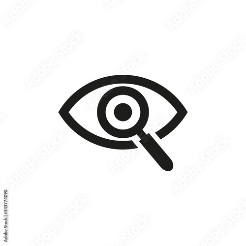 The eye icon with the magnifying glass. Simple vector illustration